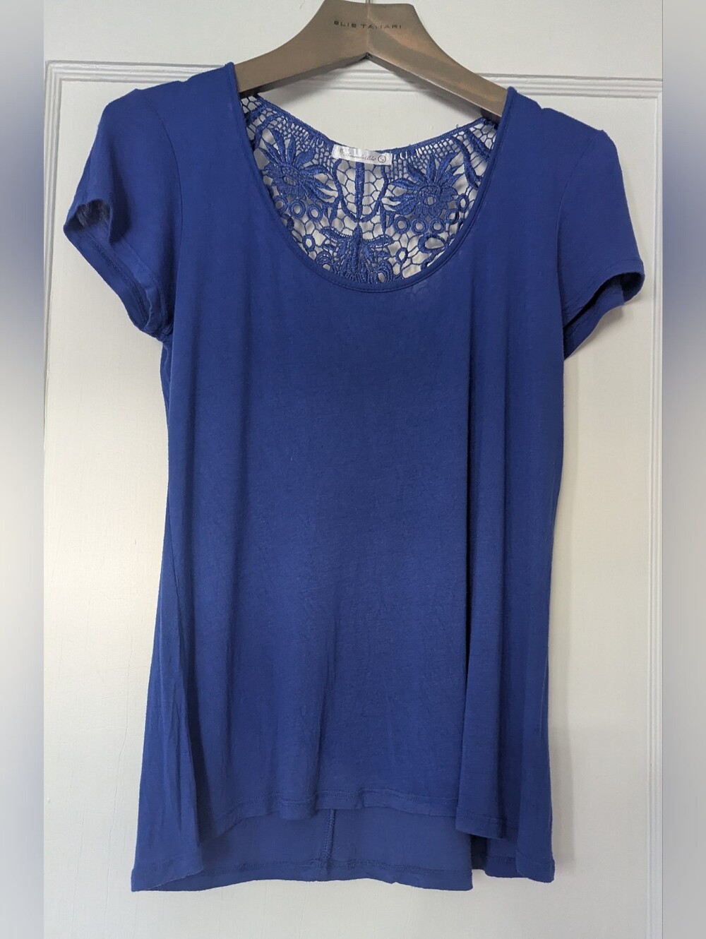 Amanda Blu Women's Royal Blue Luxe Fit And Flare Tee Shirt W/ Embroidered Back.